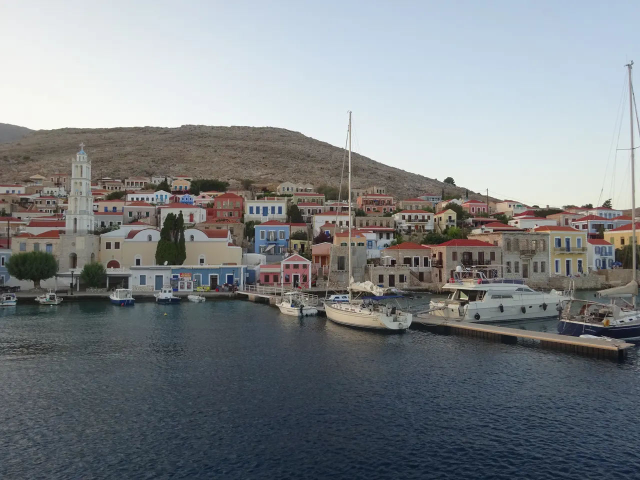 Chalki island view when closer with boat