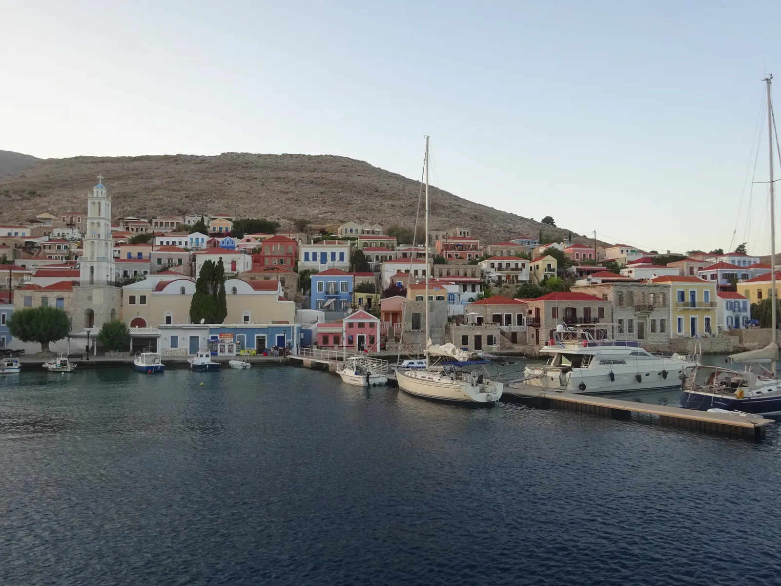 Chalki island view when closer with boat