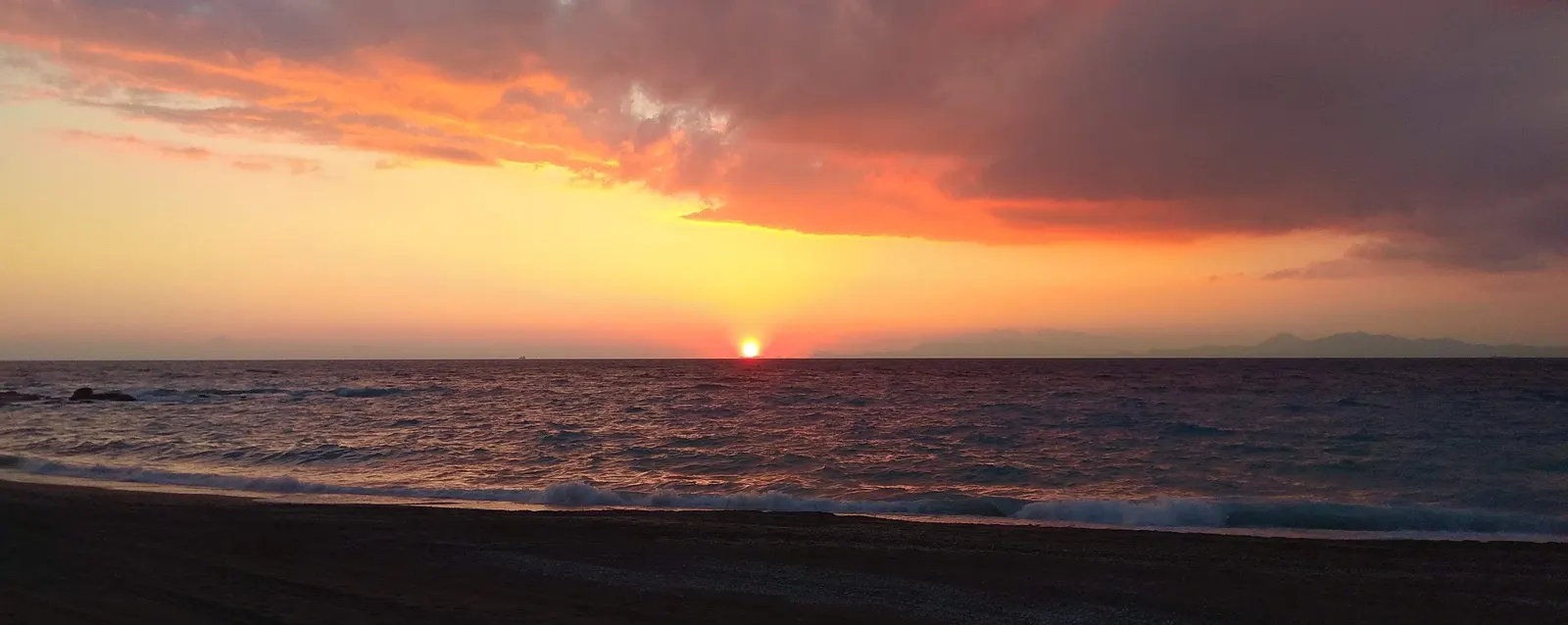 Rhodes sunset at the beach