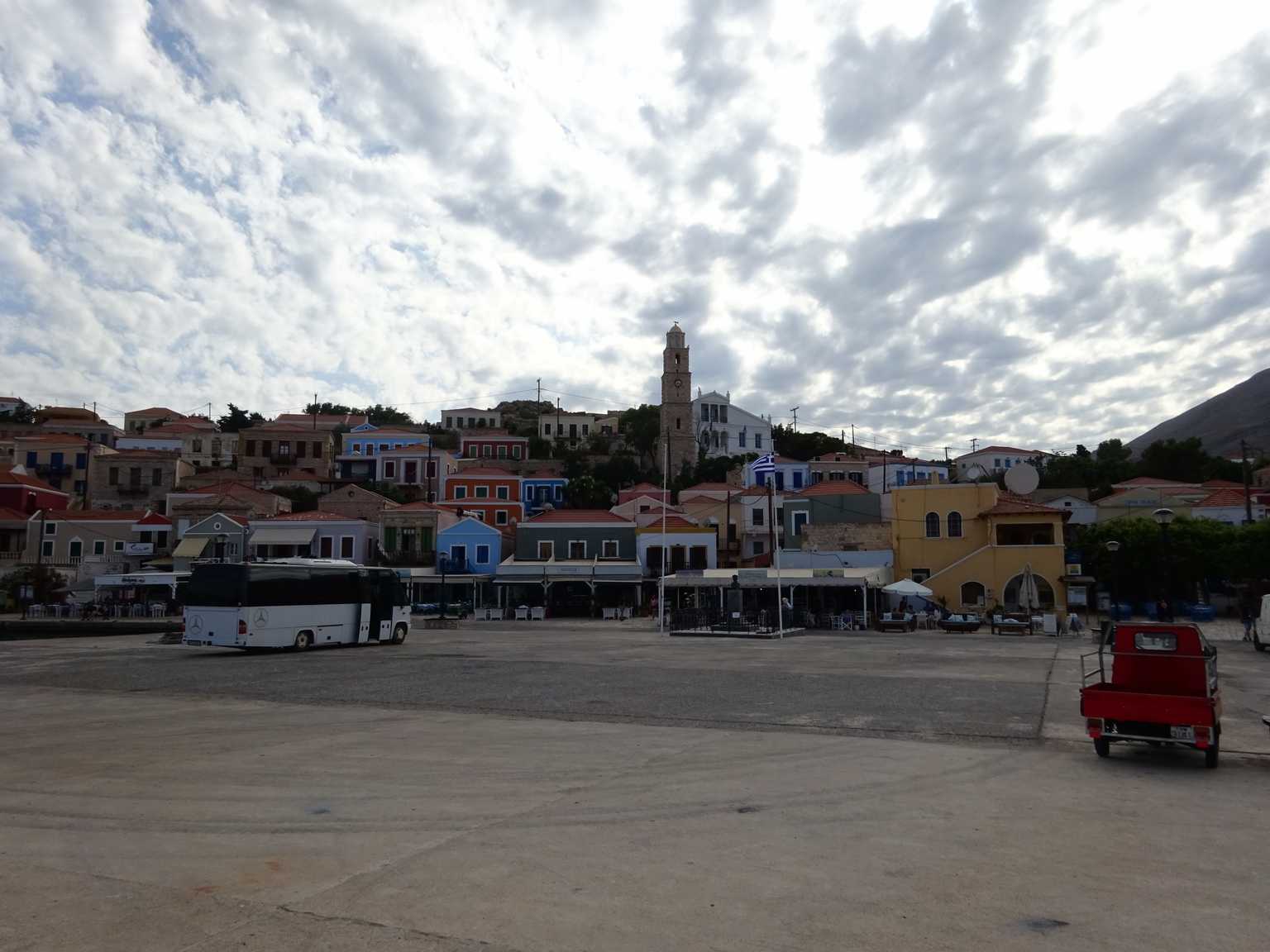 chalki port view towards island